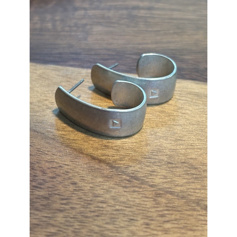 Vintage Sterling Silver Wide Half Hoop Earrings